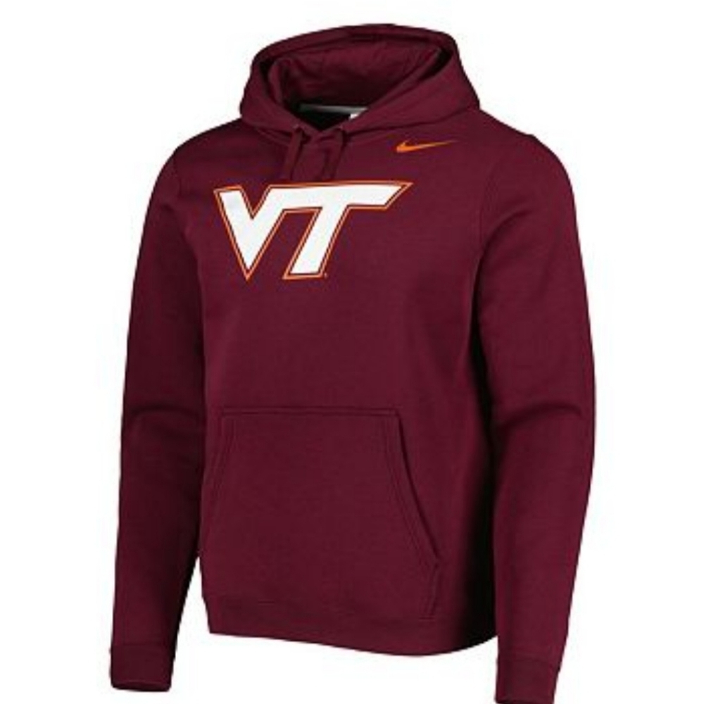 Virginia Tech  Youth Athletic Maroon Color Poly Hooded Sweatshirt by Nike